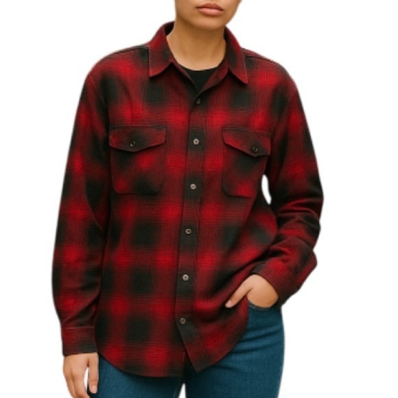 Rebel Rogue Plaid Brushed Cotton Button Up Shirt Magenta Purple Black Size M - Picture 1 of 13